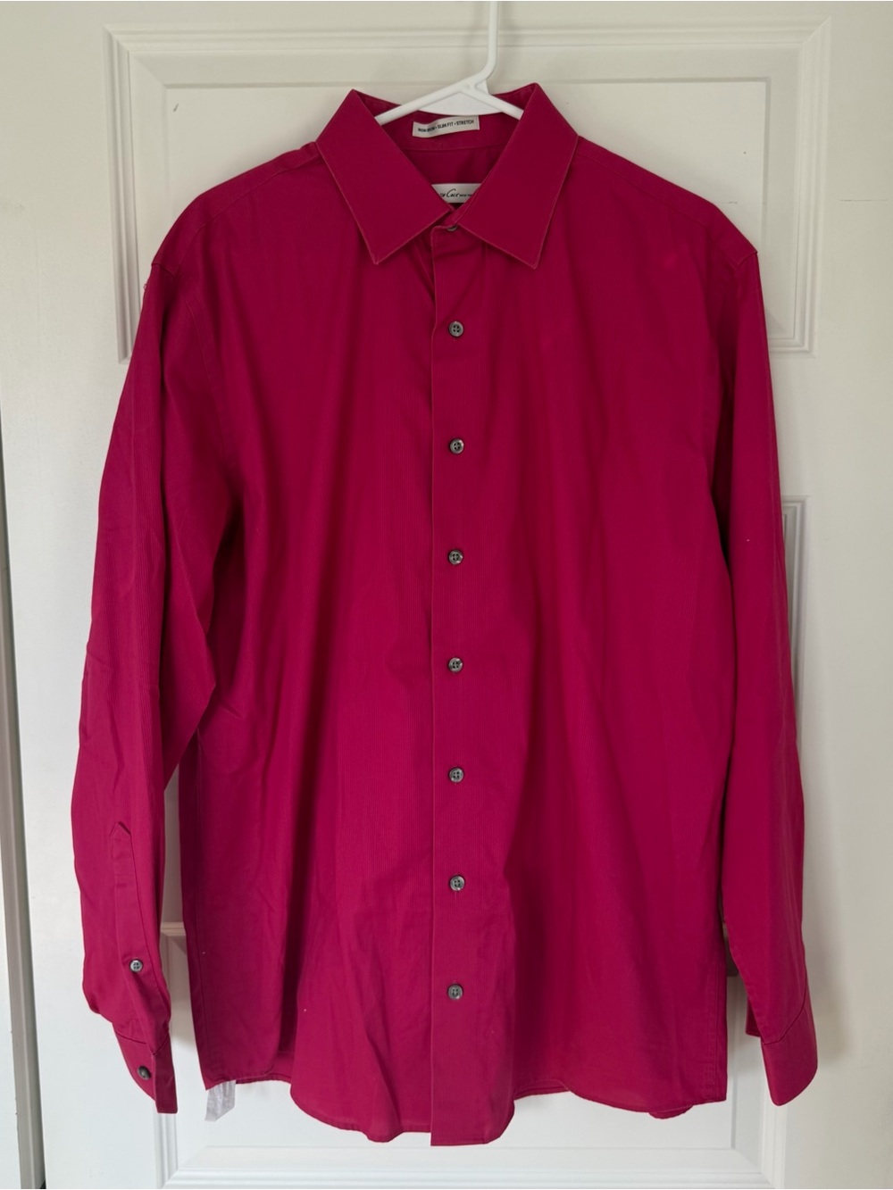 Kenneth Cole Men's Dress Shirt - Magenta Long Sleeve Button-Up